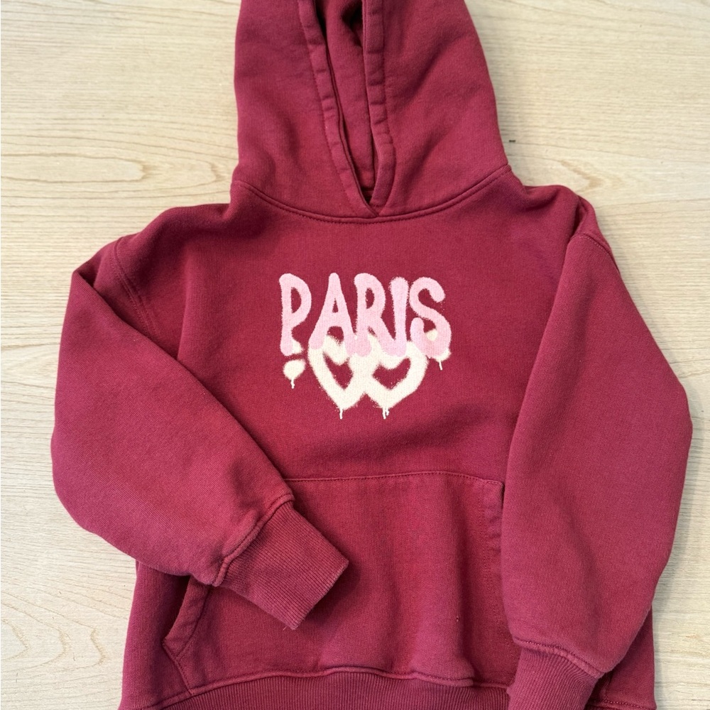Zara Kids Hoodie - Burgundy with Paris